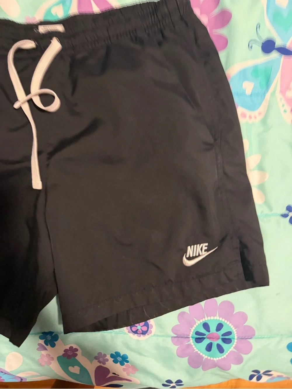 Mens Nike Black Shorts with White Drawstring